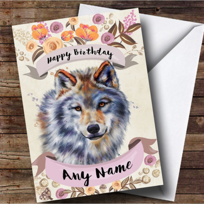 Rustic Gold Wolf Personalised Birthday Card – The Card Zoo