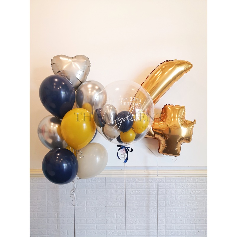 Signature Helium Bubble Balloon and Number Foil Balloon Set (Kuching Delivery Only)