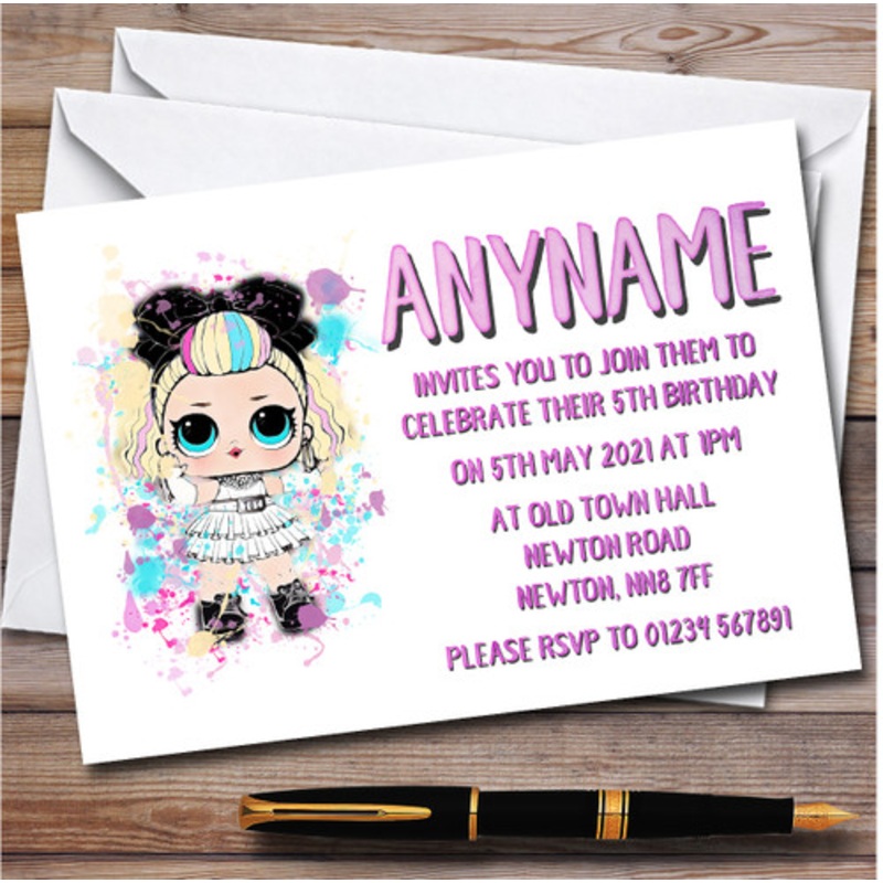 80’S Bb Surprise Lol Doll Splatter Art Children’s Birthday Party Invitations – The Card Zoo