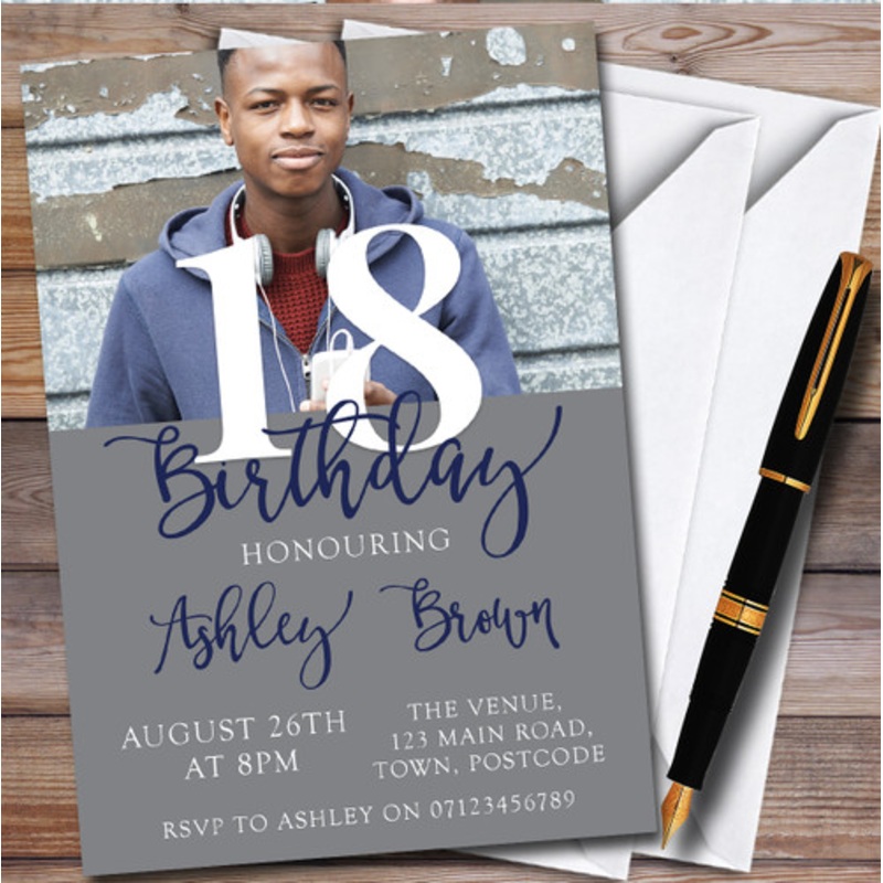 Any Age Any Colour Any Photo 18th Personalised Birthday Party Invitations – The Card Zoo