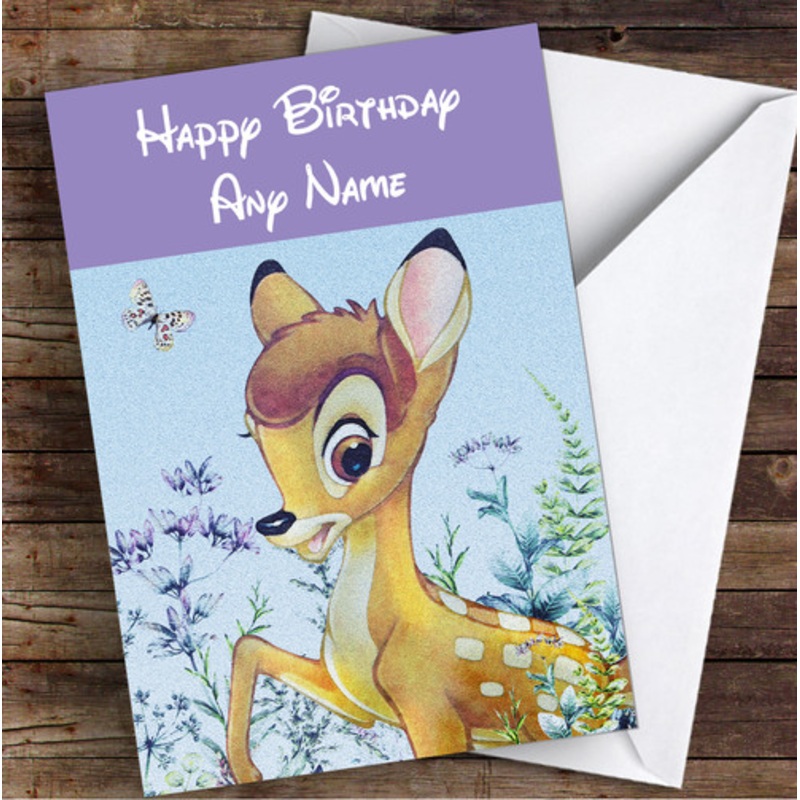 Bambi Vintage Colour Fade Children’s Kids Personalised Birthday Card – The Card Zoo