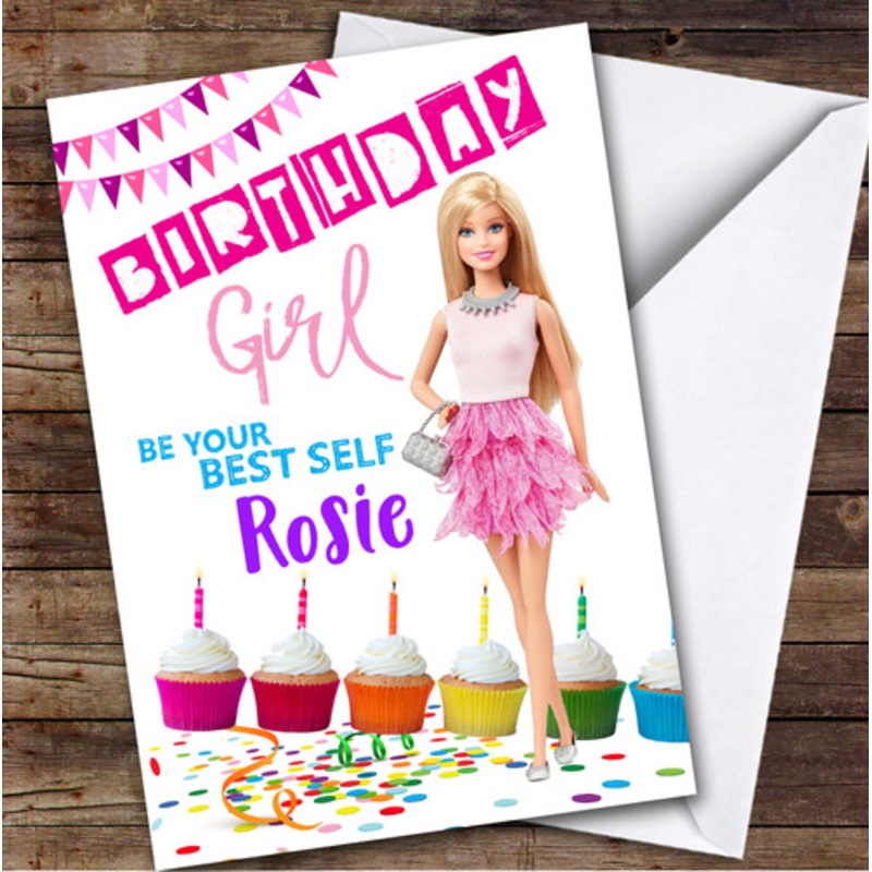 Barbie Girl Be Yourself Pink Girly Kids Personalised Children’s Birthday Card – The Card Zoo