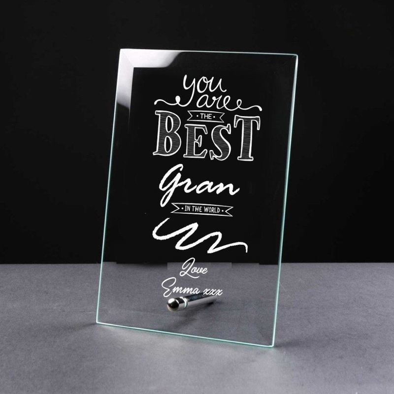 Best Gran Gift Sentiment Personalised Engraved Glass Plaque