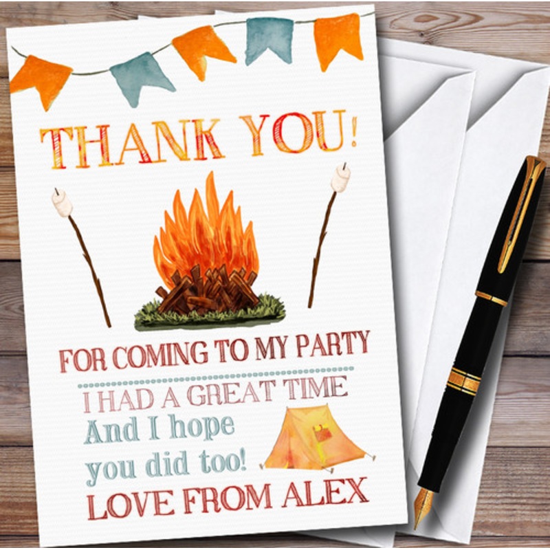 Campfire Camping Personalised Party Thank You Cards – The Card Zoo
