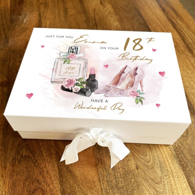 Fashion Shoes Make up Perfume Pink Any Age Personalised Birthday Gift Box – The Card Zoo