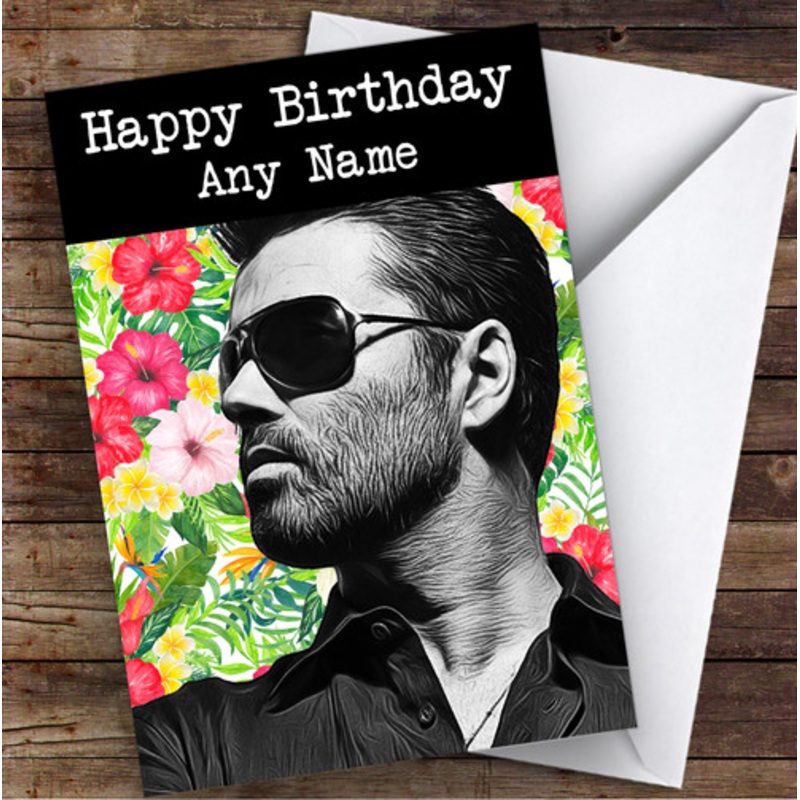 George Michael Funky Florals Celebrity Personalised Birthday Card – The Card Zoo