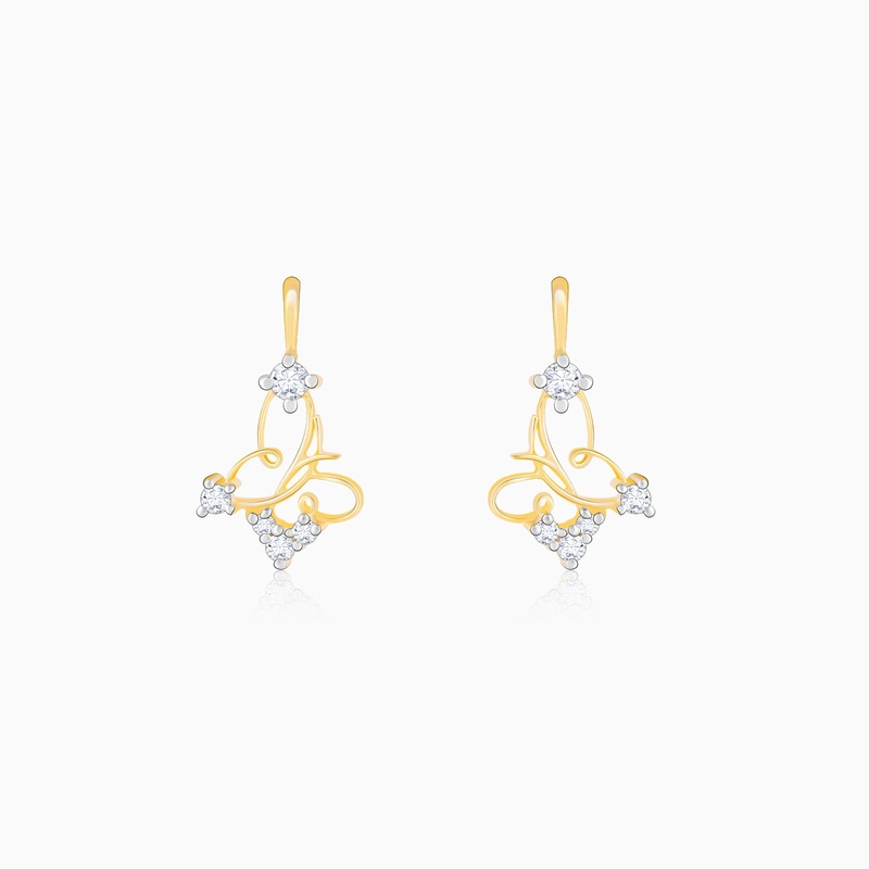 Gold Winsome Butterfly Diamond Earrings