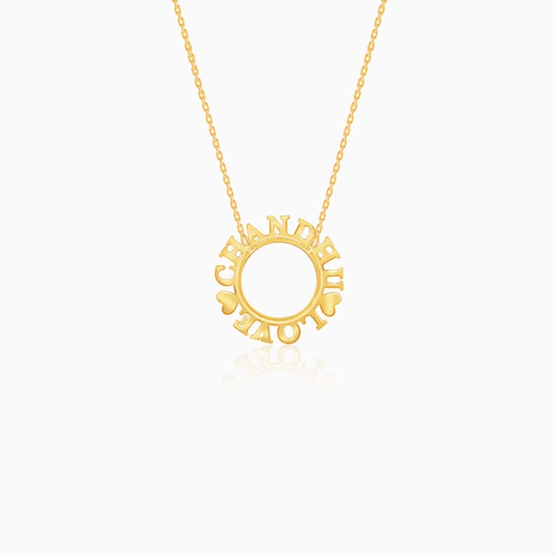 Golden Personalised Round Name Necklace