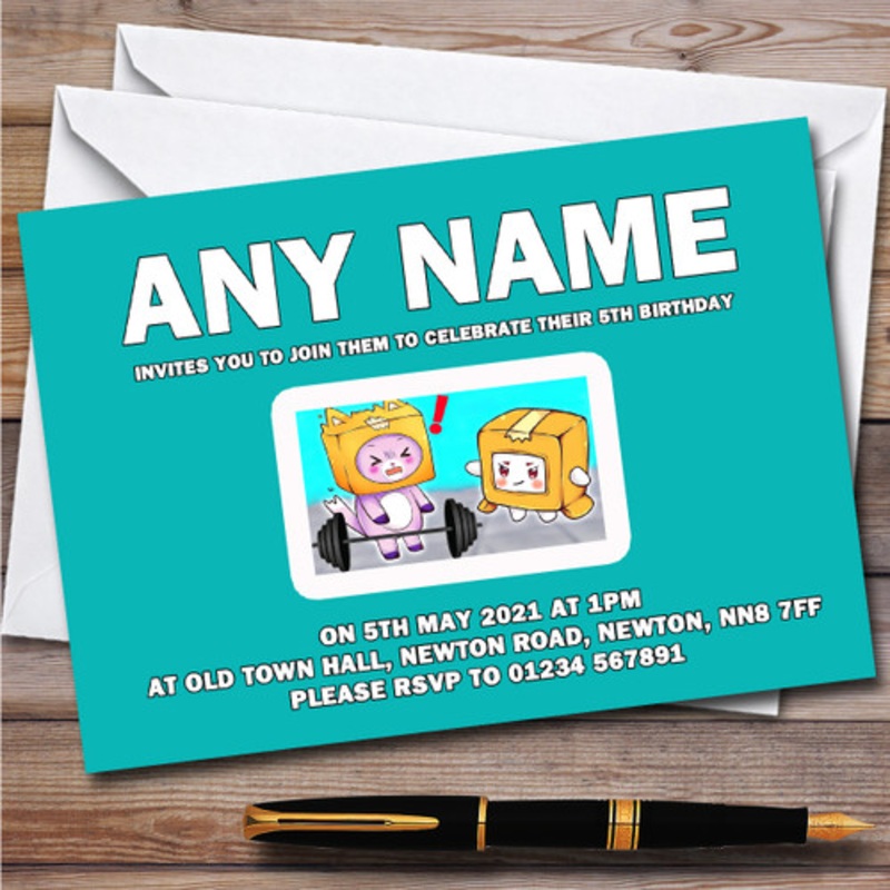 LankyBox Boxy and Foxy Black Children’s Personalised Birthday Party Invitations – The Card Zoo