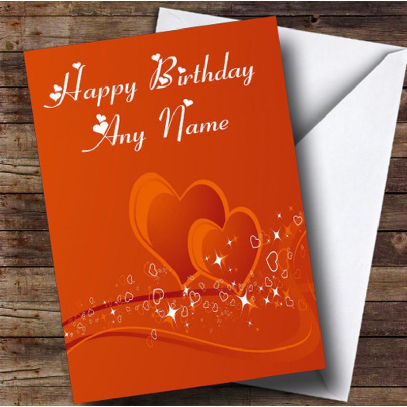 Orange Love Heart Romantic Personalised Birthday Card – The Card Zoo