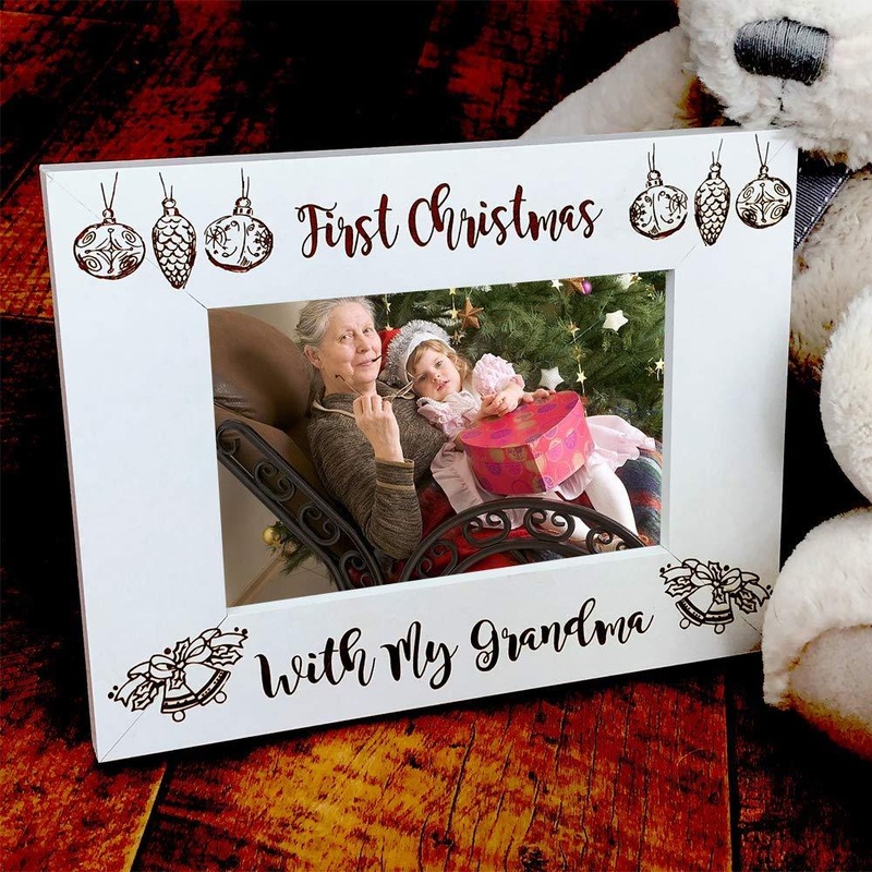 White Wooden First Christmas With My Grandma Photo Frame Gift