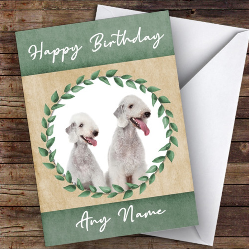Bedlington Terrier Dog Green Animal Personalised Birthday Card – The Card Zoo