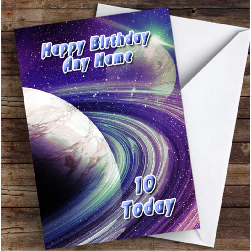 Celestial Collection Planets Space Purple Personalised Birthday Card – The Card Zoo