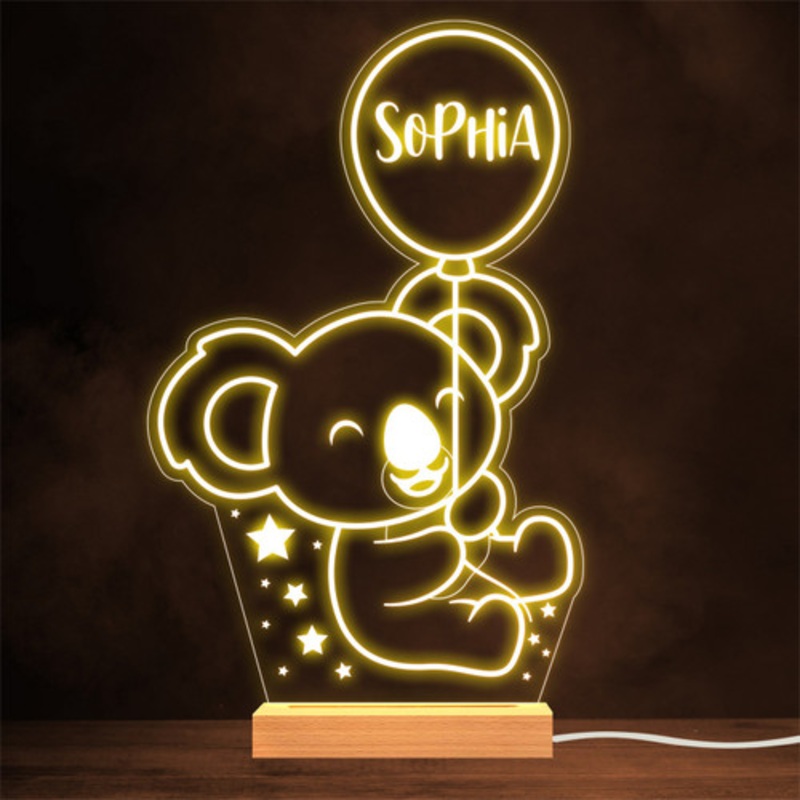 Cute Koala Balloon and Stars Personalised Gift Lamp Night Light – The Card Zoo
