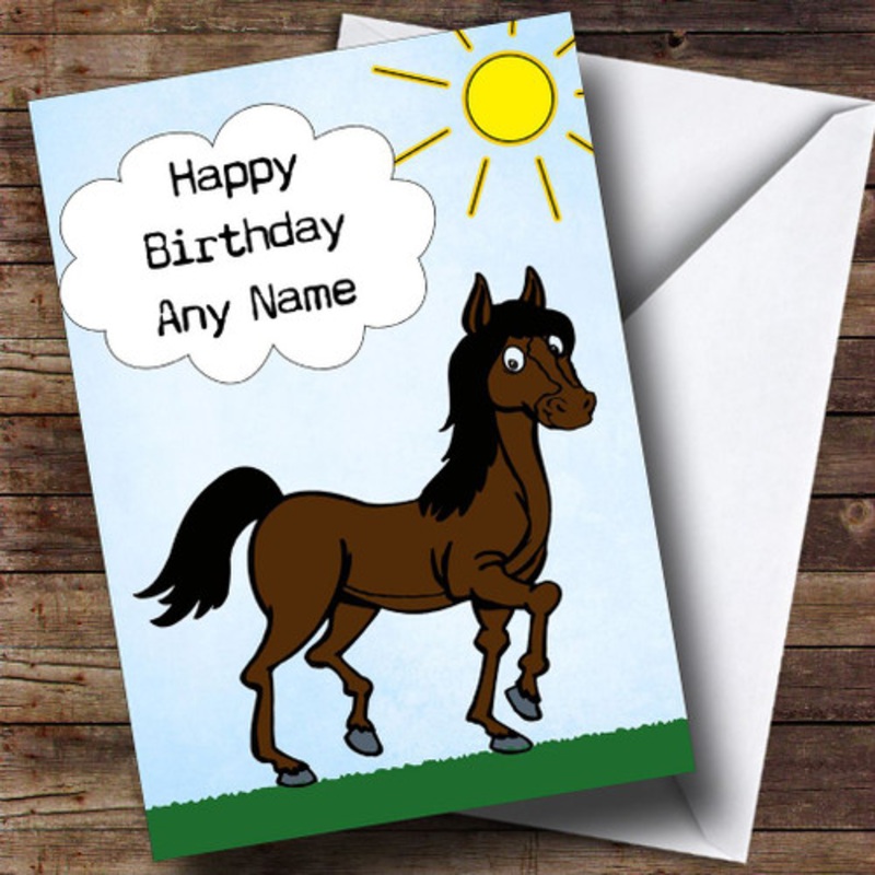 Dark Brown Bay Horse Personalised Birthday Card – The Card Zoo