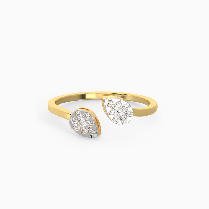Gold Graceful Leaf Diamond Ring