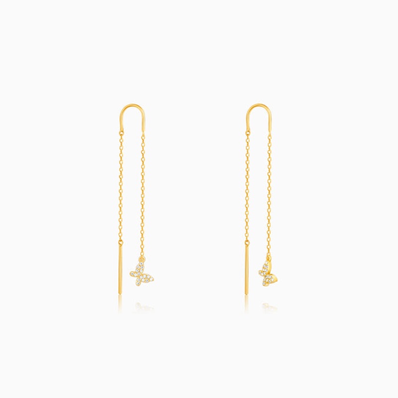 Golden Flying Butterfly Sui Dhaga Earrings
