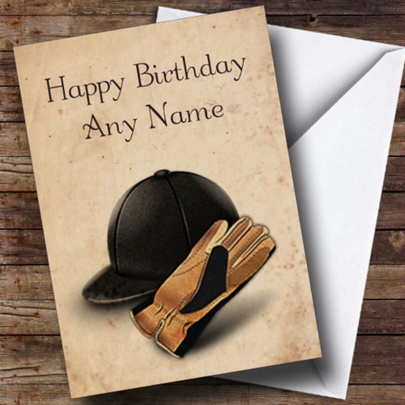 Horse Riding Hat and Gloves Personalised Birthday Card – The Card Zoo