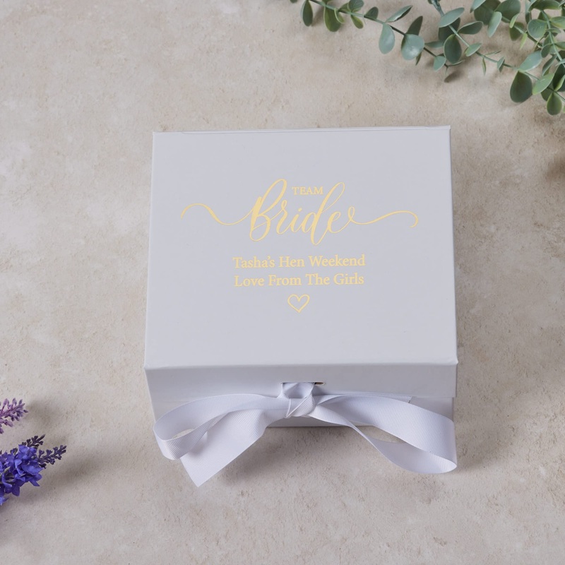Personalised Team Bride Hen Night White Gift Box With Sentiment