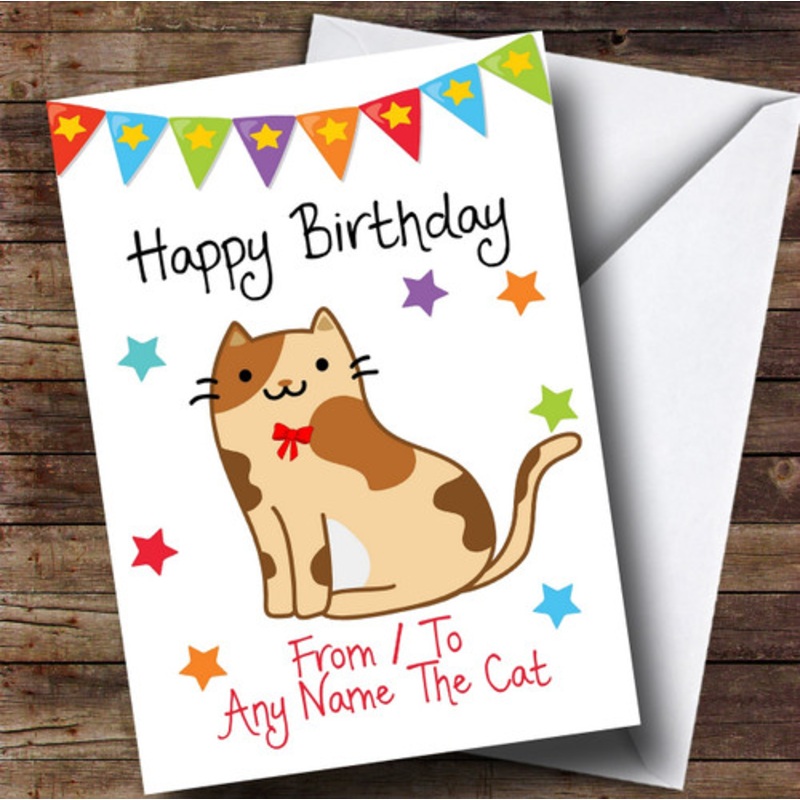 To From Pet Cat Tortoiseshell Personalised Birthday Card – The Card Zoo