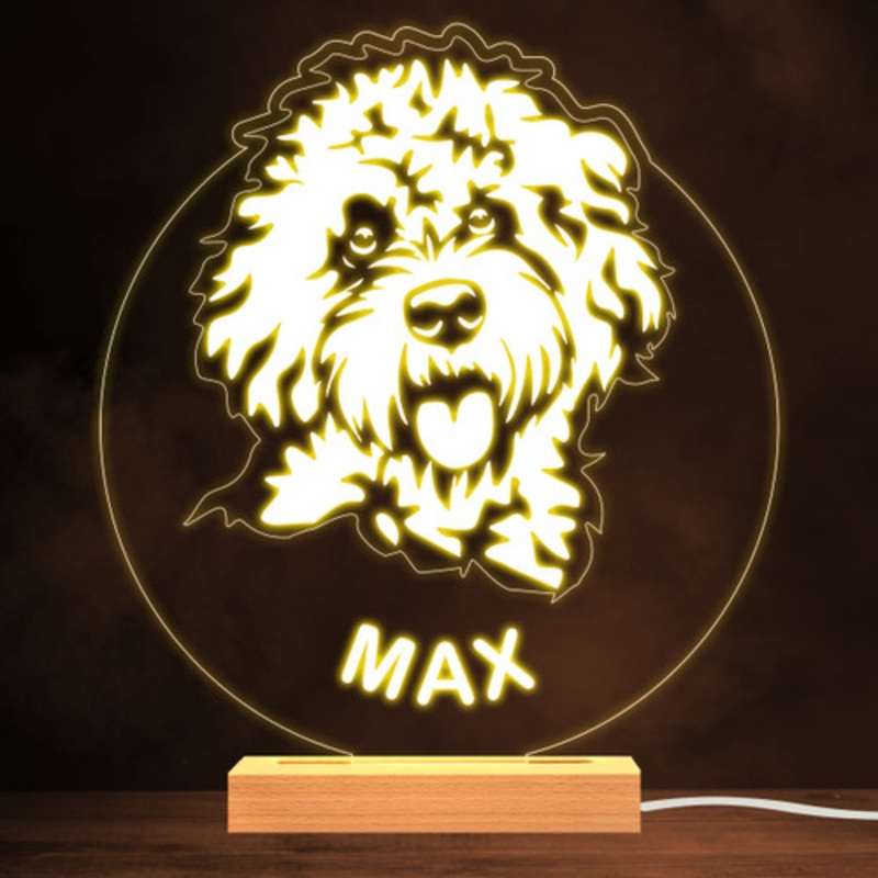 Cockapoo Dog Pet Silhouette Warm White Lamp Personalised Gift Night Light – The Card Zoo