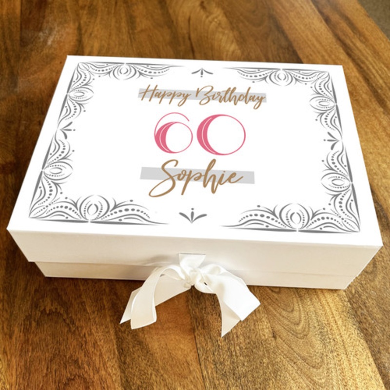 Deco Classic Gold Adult Any Age 60th Personalised Keepsake Birthday Gift Box – The Card Zoo