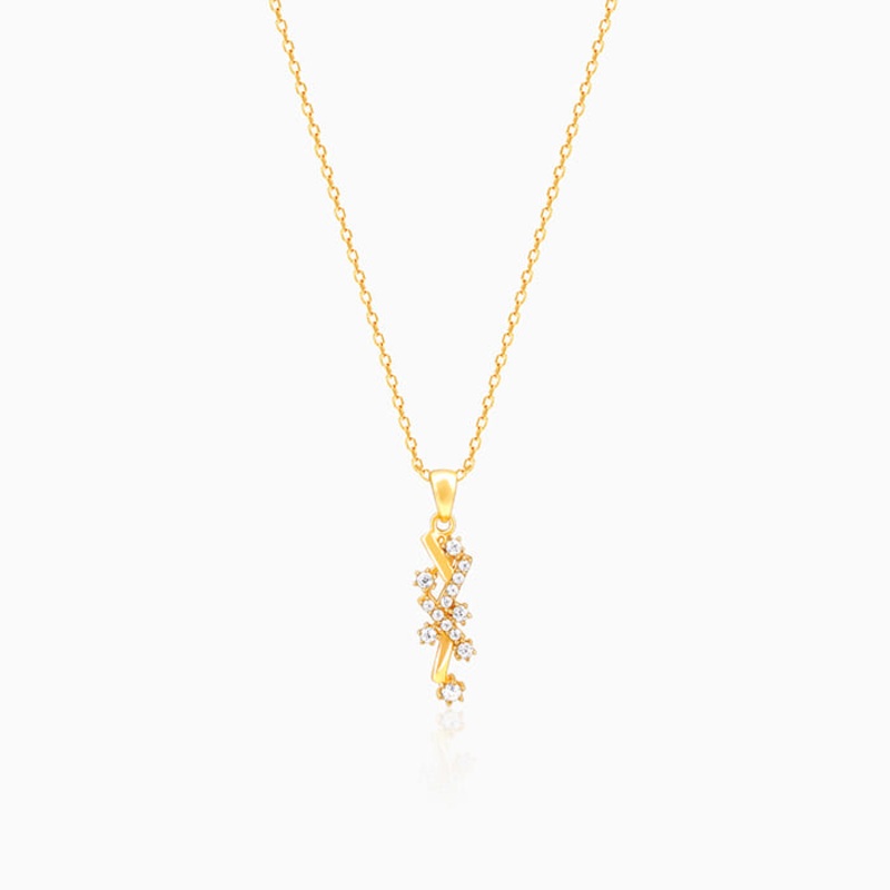 Golden Zigzag Pendant With Link Chain
