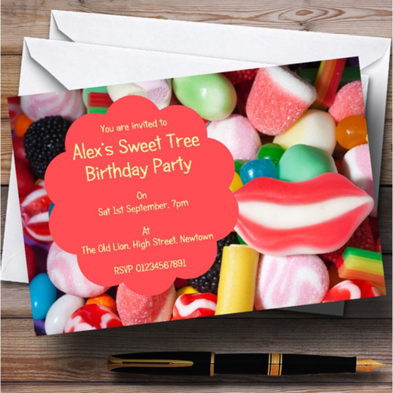 Sweet Tree Candy Theme Personalised Birthday Party Invitations – The Card Zoo