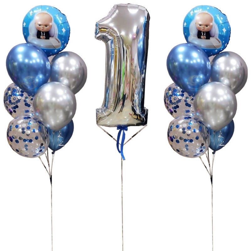 Baby Boss Number Foil Balloon Bunch