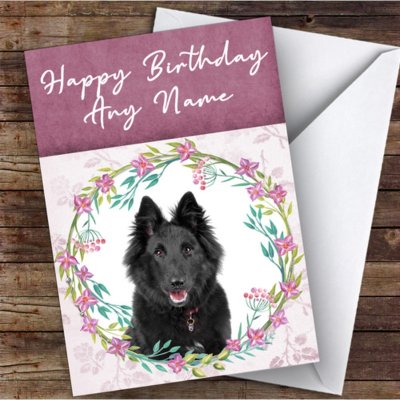 Belgian Shepherd Sheepdog Dog Pink Floral Animal Personalised Birthday Card – The Card Zoo