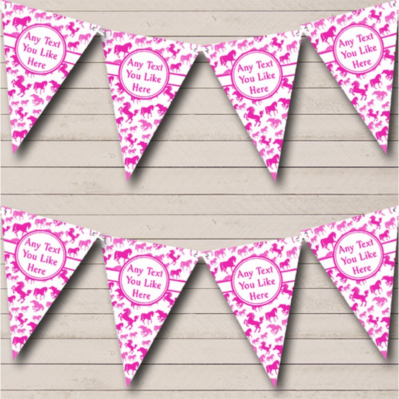 Bright Pink Horses Personalised Children’s Birthday Party Bunting – The Card Zoo