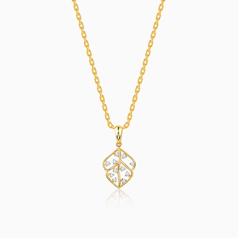 Gold Courageous Leaf Diamond Pendant