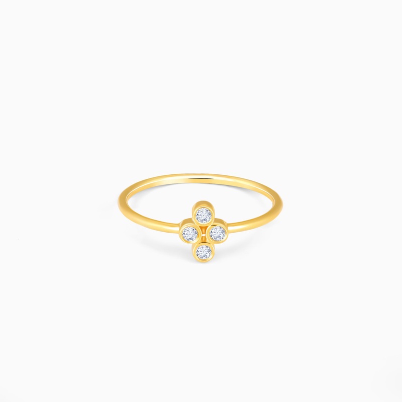 Gold Geometric Quartet Diamond Ring