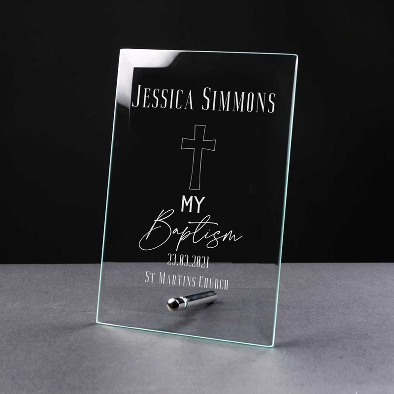 Personalised Baptism Gift Glass Plaque