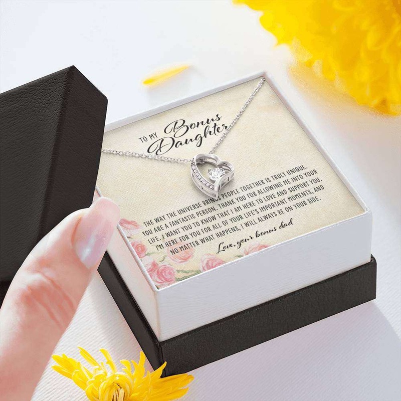 Stepdaughter Necklace, To My Bonus Daughter From Bonus Dad  Forever Love Necklace