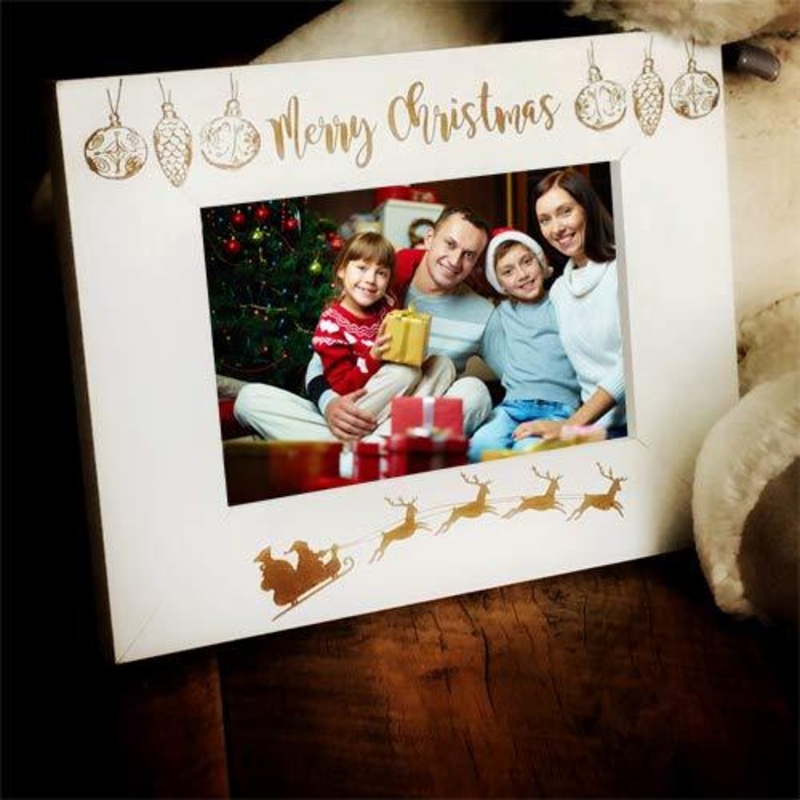 White Wooden Merry Christmas Photo Frame Gift