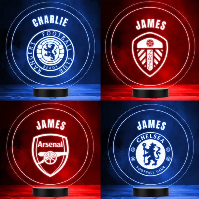 Any Text Any Team Football Club Logo Sports Fan Personalised LED Colour Night Light Custom Football Gift – The Card Zoo