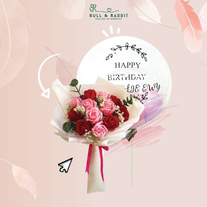 Buy 1 Flower Bouquet Free 1 Balloon