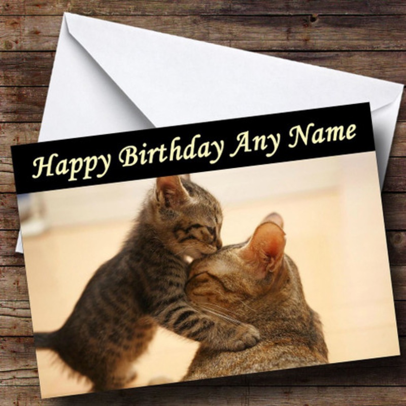 Kitten Kissing Mum Cat Personalised Birthday Card – The Card Zoo