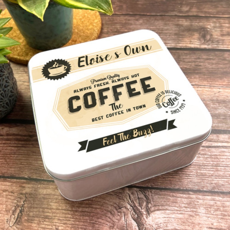 Square Storage Vintage 50’S 60’S Advert Personalised Coffee Tin – The Card Zoo