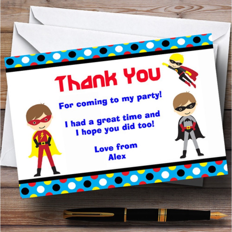 Superhero Personalised Birthday Party Thank You Cards – The Card Zoo