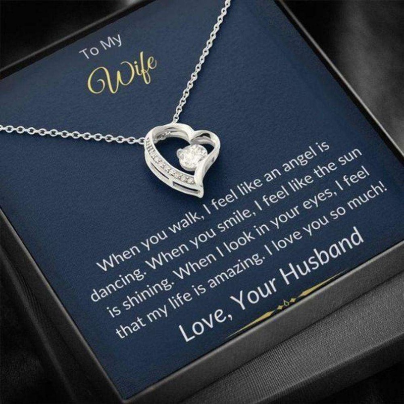 Wife Necklace, When I Look In Your Eyes Forever Love Necklace Gift For Wife