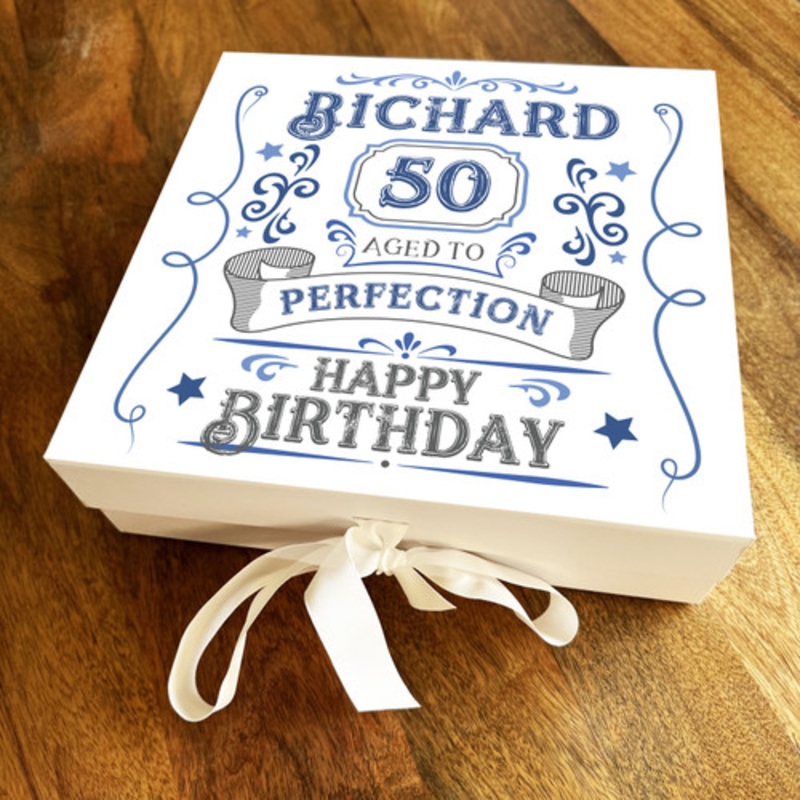 Aged To Perfection 50th Age Square Personalised Keepsake Birthday Gift Box – The Card Zoo