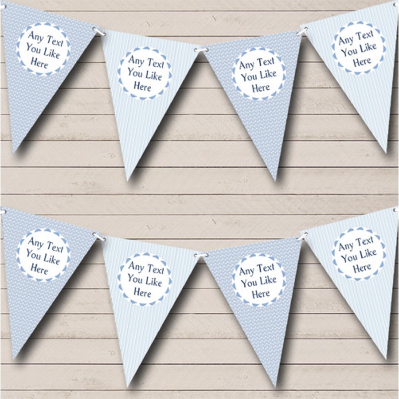Baby Boy Blue Stripes and Clouds Personalised Children’s Birthday Party Bunting – The Card Zoo