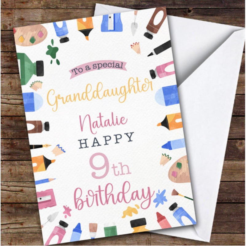 Granddaughter 9th Art And Crafts Custom Personalised Birthday Card – The Card Zoo