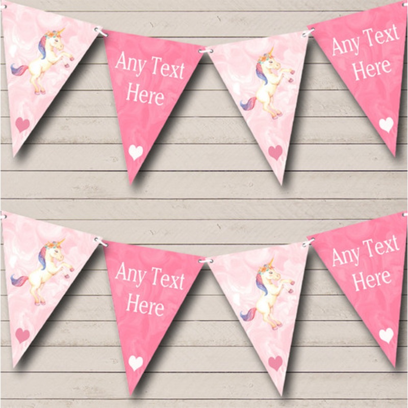Marble Pink Unicorn Personalised Children’s Party Bunting – The Card Zoo
