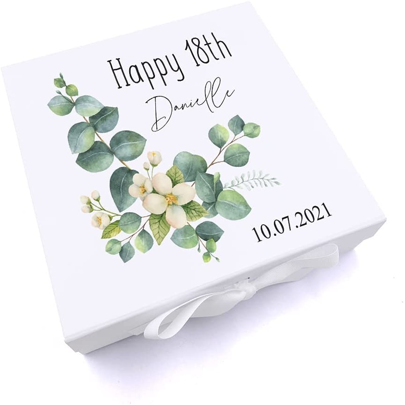 Personalised Any Age Birthday Eucalyptus Keepsake Memory Box Gift