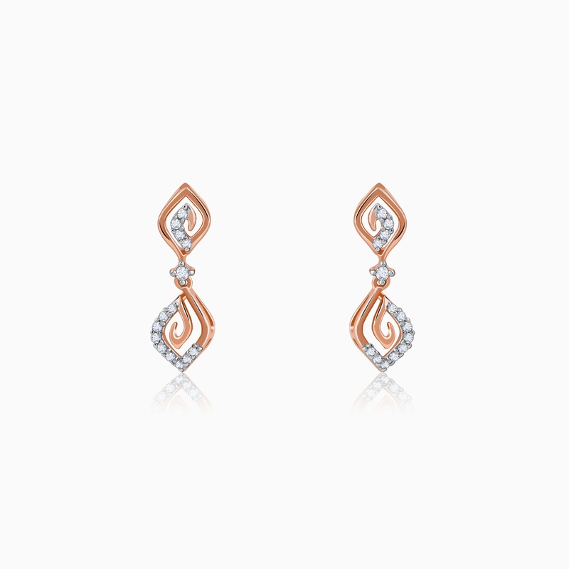 Rose Gold Whirlwind Drop Lab Grown Diamond Earrings