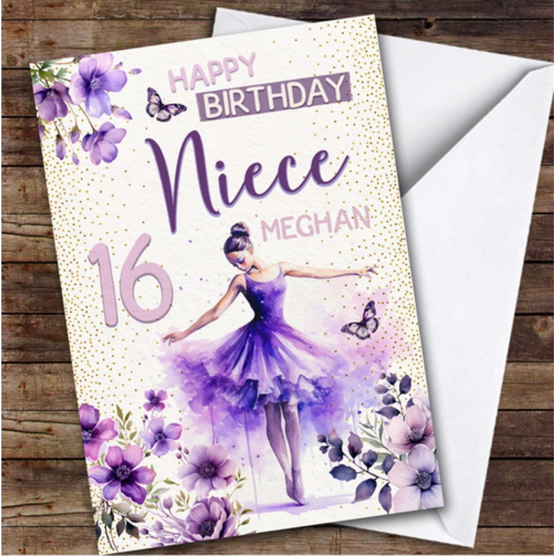 16th Niece Purple Ballet Dancer Ballerina Teenager Personalised Birthday Card – The Card Zoo