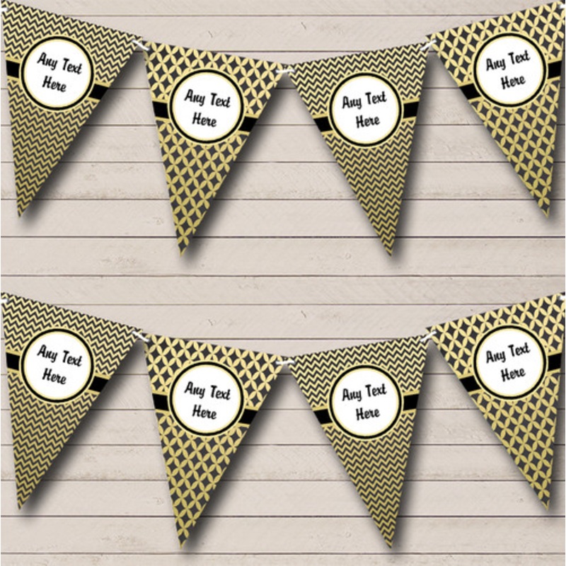 Black Gold Personalised Birthday Party Bunting – The Card Zoo